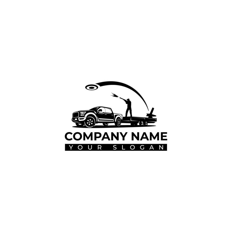 Clays Shooter Illustration Logo with Truck and Trailer. vector