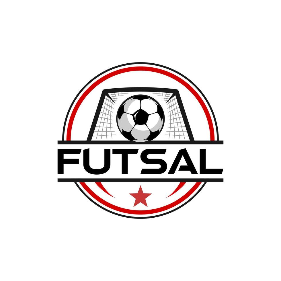 The Emblem Logo Showcases a Soccer Ball and Goalpost vector