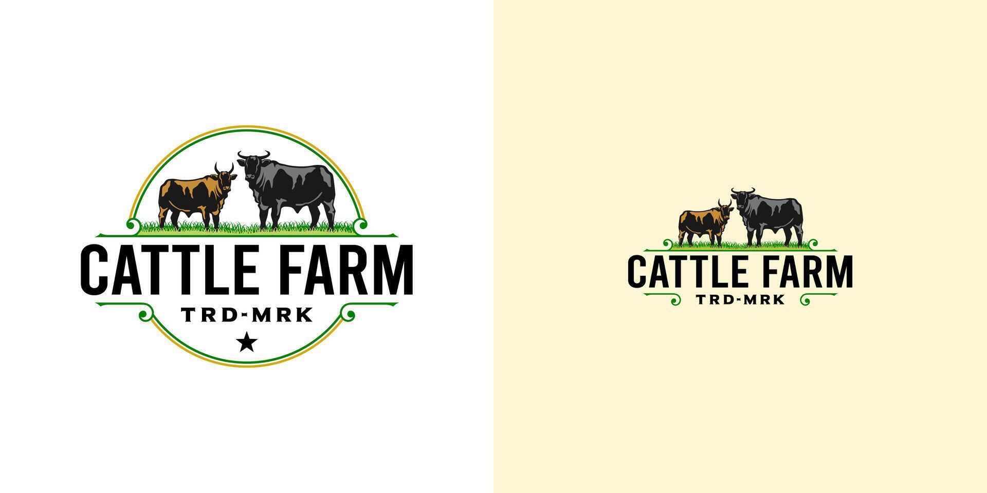 Logo Depicts Two Cows on a White Background. vector