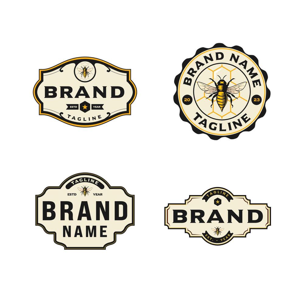 The Classic Honeybee Emblem Logo. This Image also Serves as a Label vector