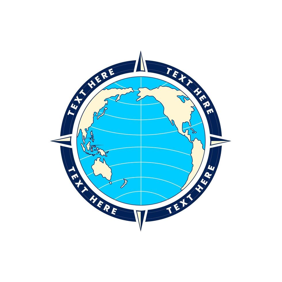 The illustration of Globe Pacific with a compass symbol vector