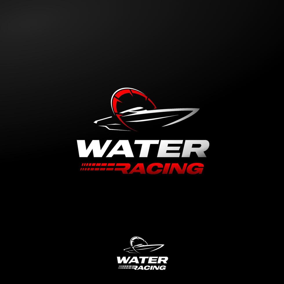 A Modern Logo Featuring a Speed Boat Merged with a Speedometer, embodying Speed and Racing. vector