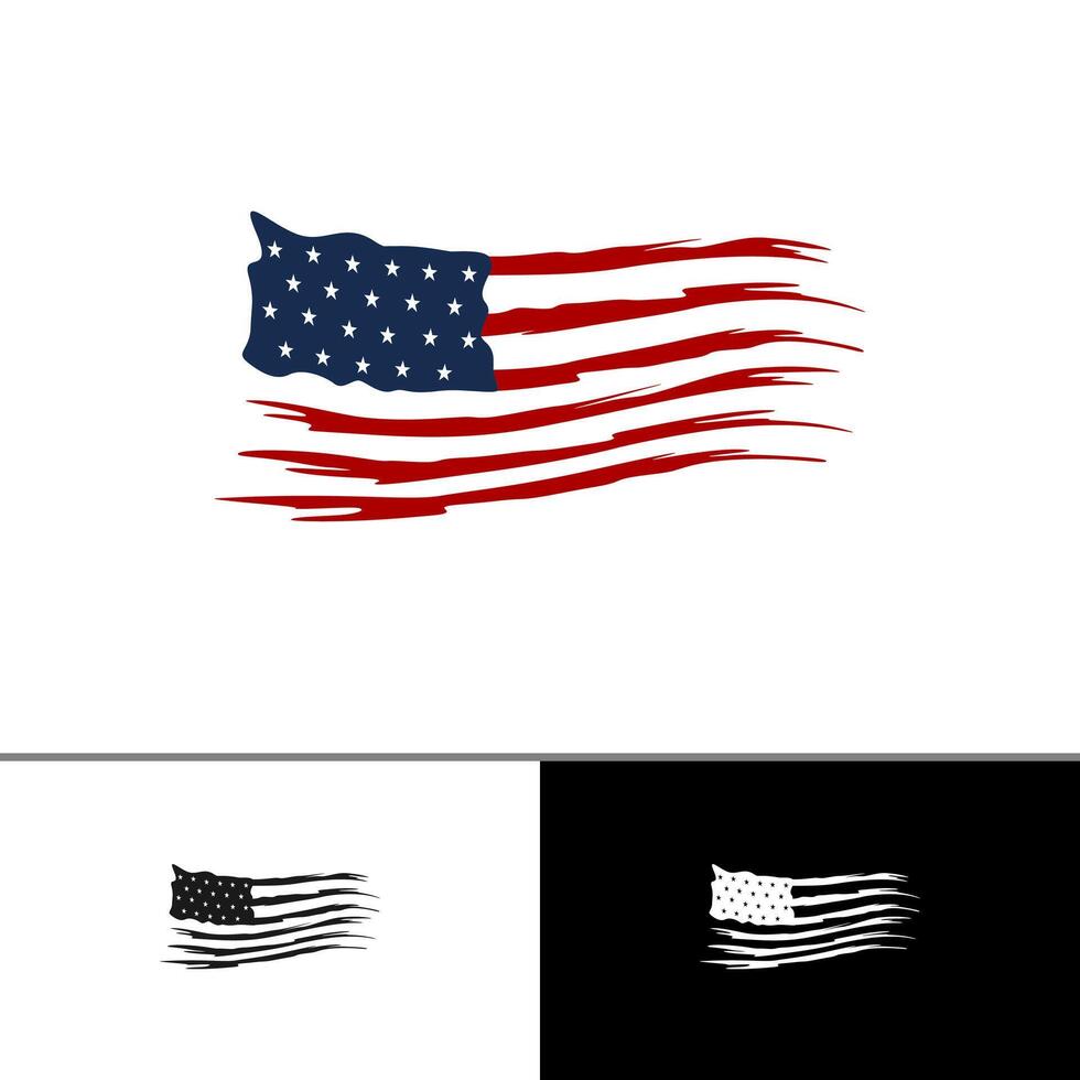 The Illustration of the American Flag with a Scratched Effect vector