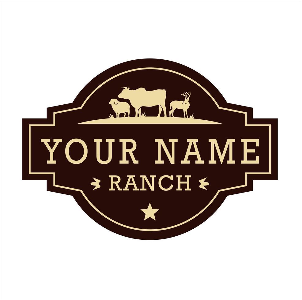 The Texas Ranch Logo Featuring a Cow, Sheep and Deer Silhouette vector