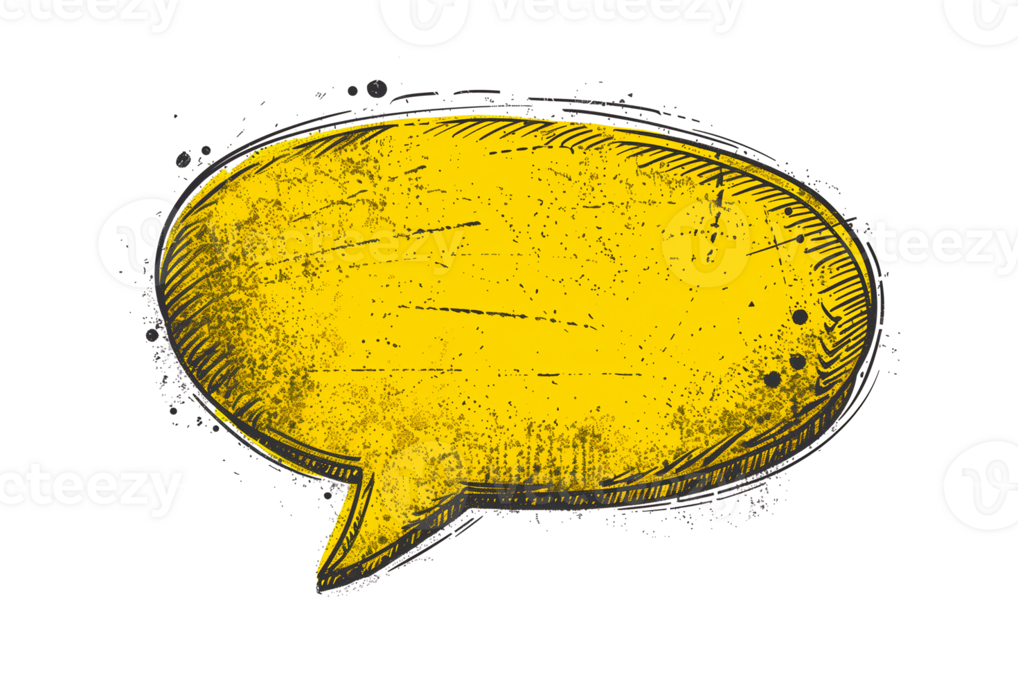 Hand drawn yellow speech bubble transparent background design element png