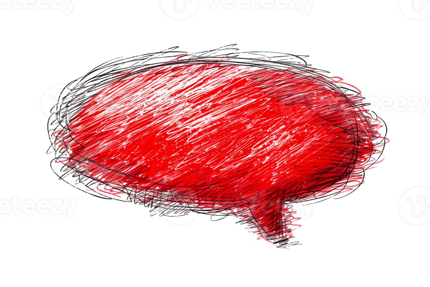 Hand drawn red speech bubble transparent background design element png