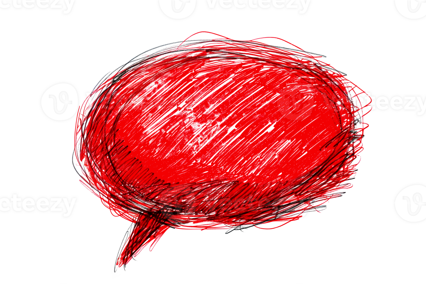 Hand drawn red speech bubble transparent background design element png