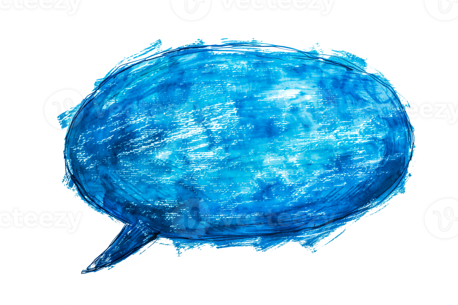 Hand drawn blue speech bubble transparent background design element png