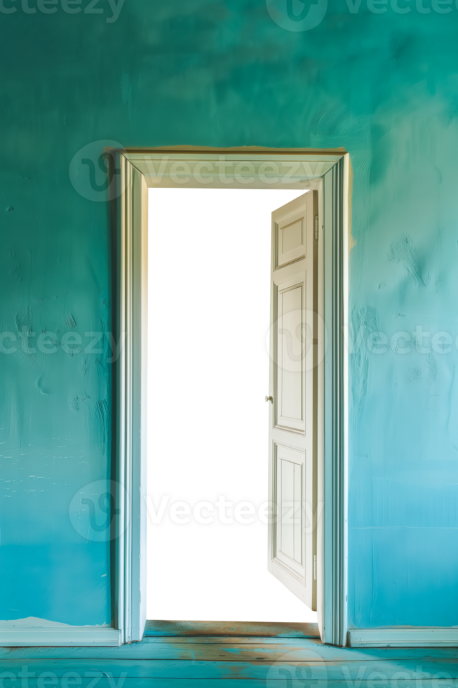 Open door blue wall transparent background design element png