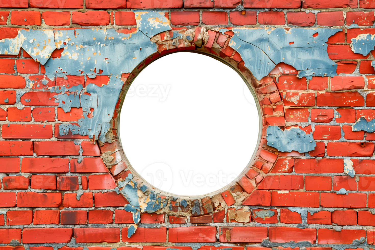 Hole on red brick wall transparent background design element png