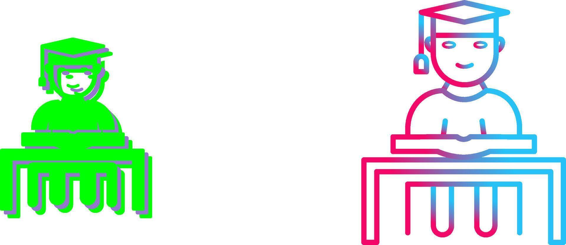 Unique Studying on Desk Icon Design vector