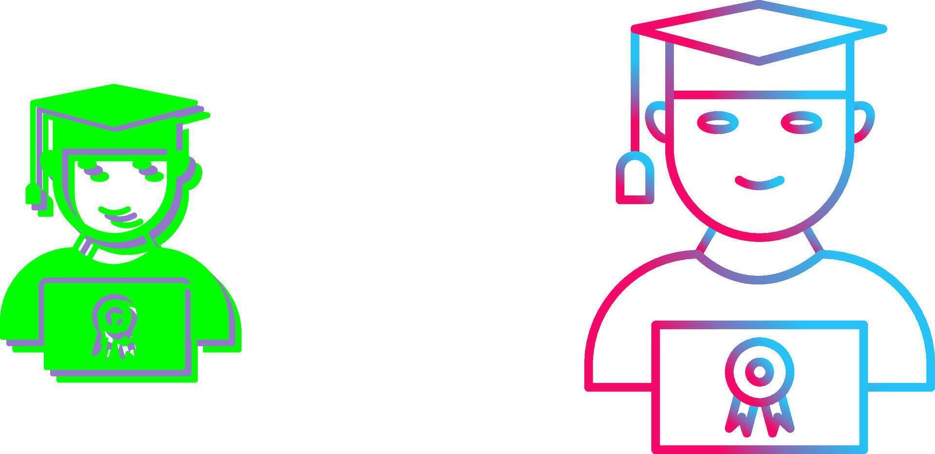 Unique Student Holding Degree Icon Design vector