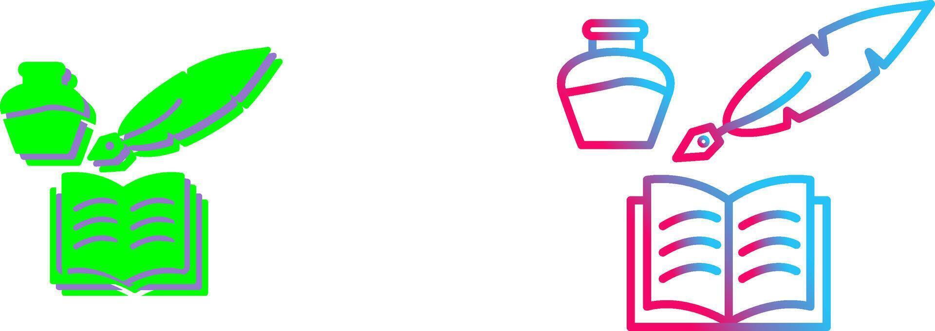 Unique Quill and Book Icon Design vector