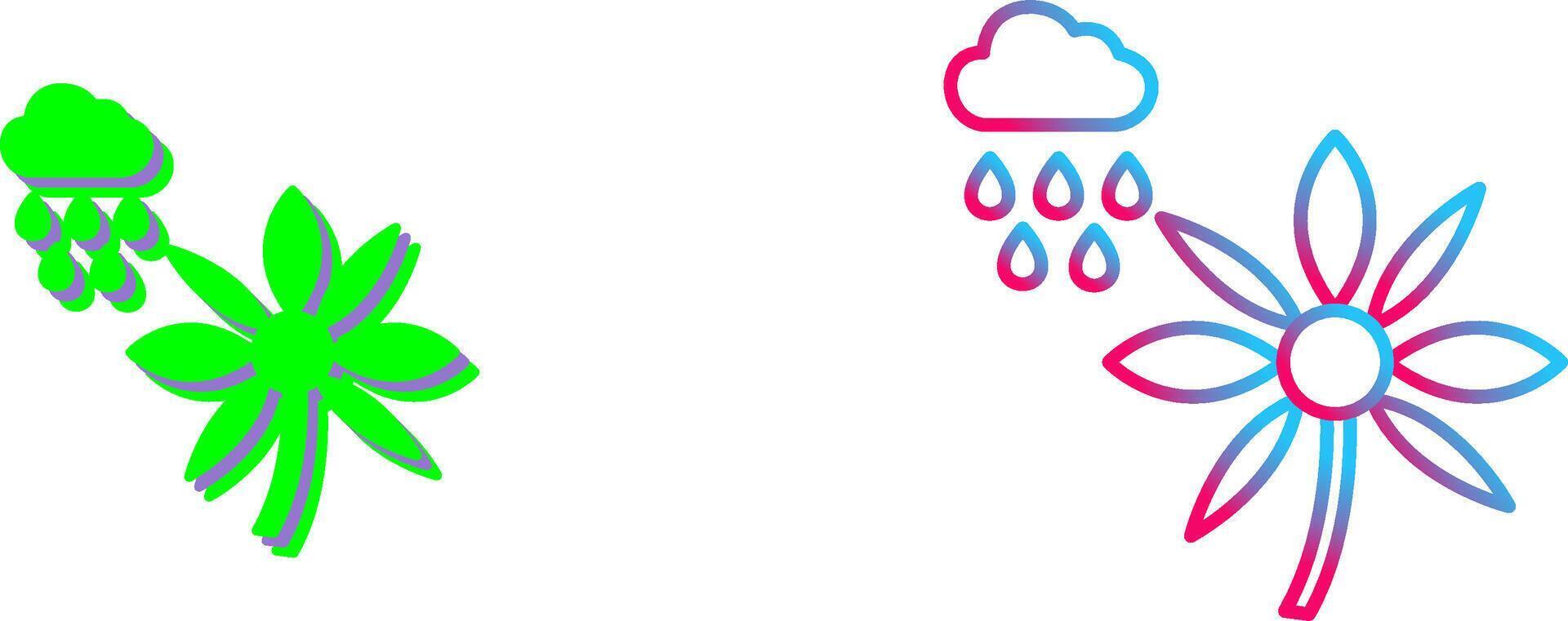 Flower with rain Icon Design vector