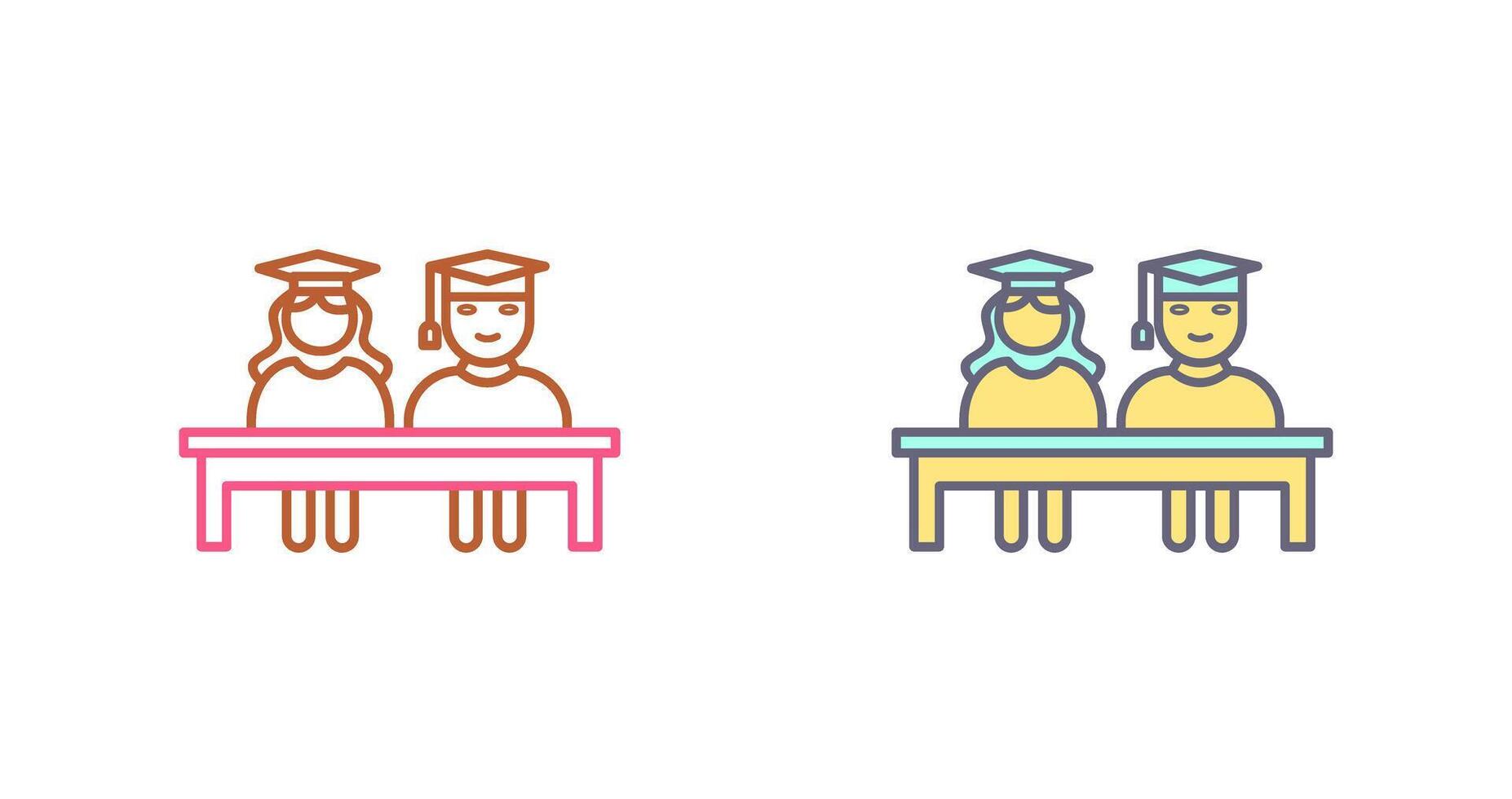 Unique Students Sitting Icon Design vector