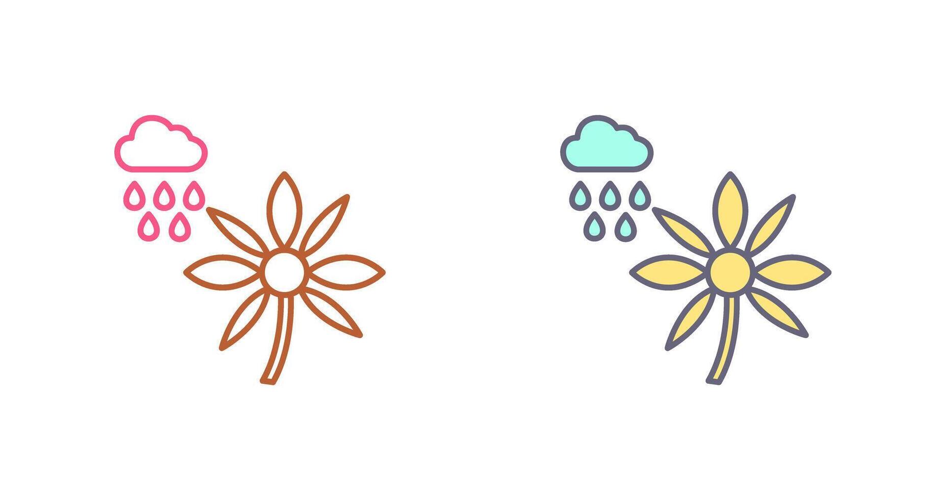 Flower with rain Icon Design vector