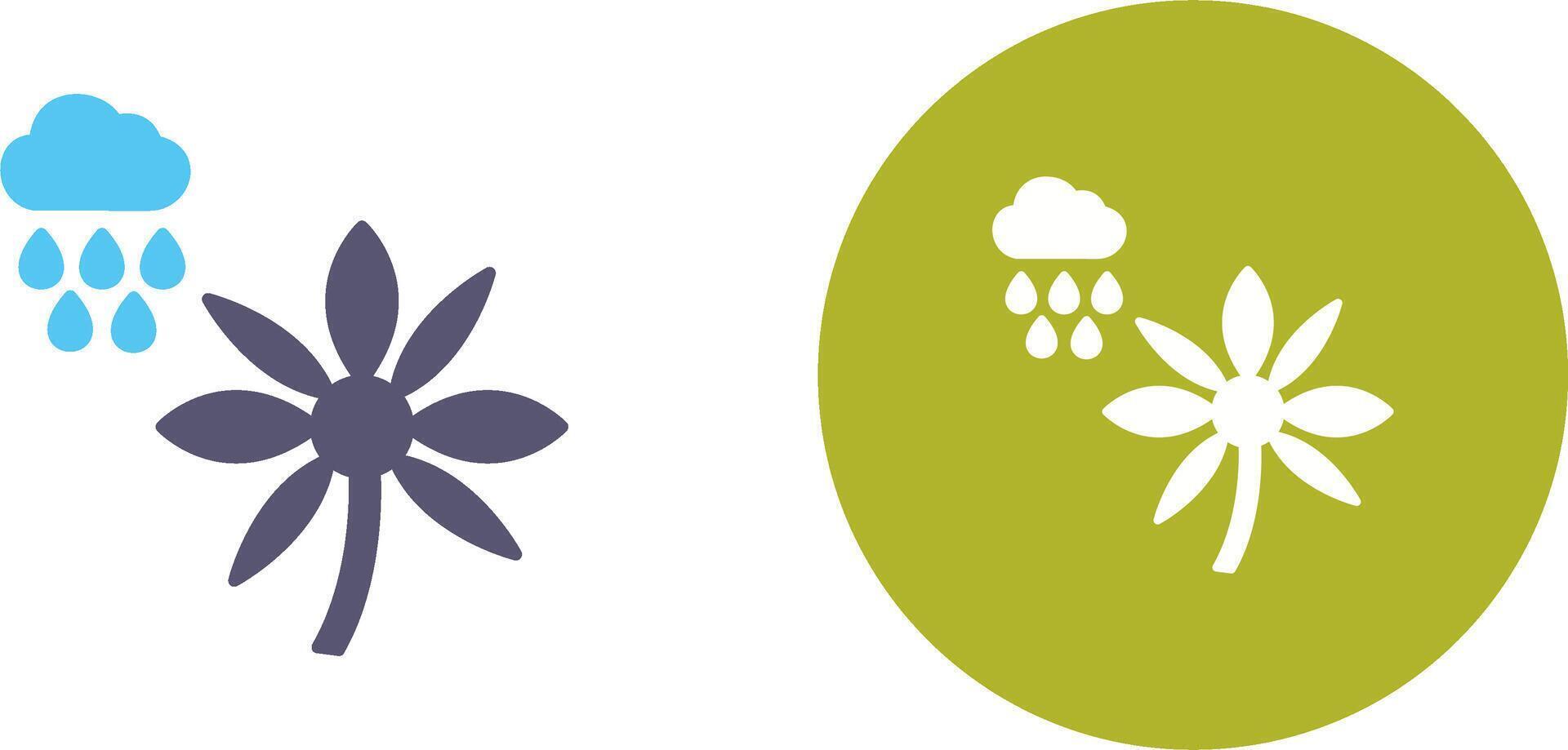 Flower with rain Icon Design vector
