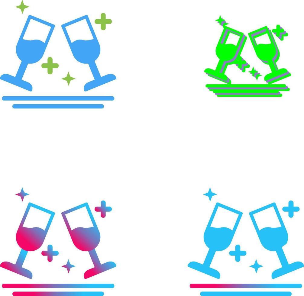 Two Glasses Romantic Icon Design vector
