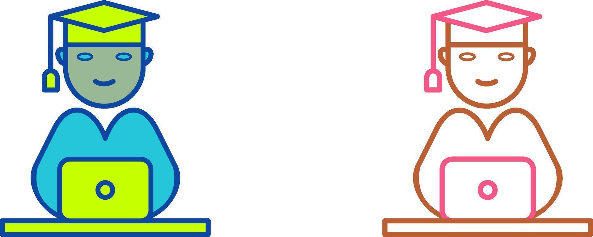 Unique Studying on Laptop Icon Design vector