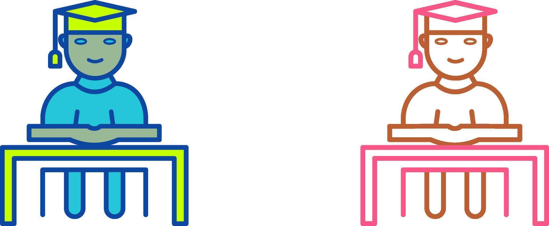 Unique Studying on Desk Icon Design vector
