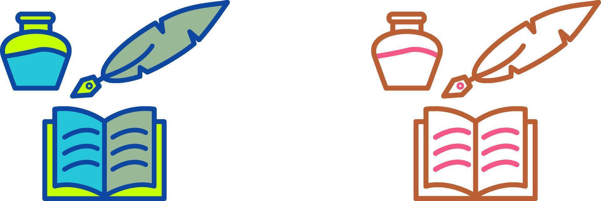 Unique Quill and Book Icon Design vector