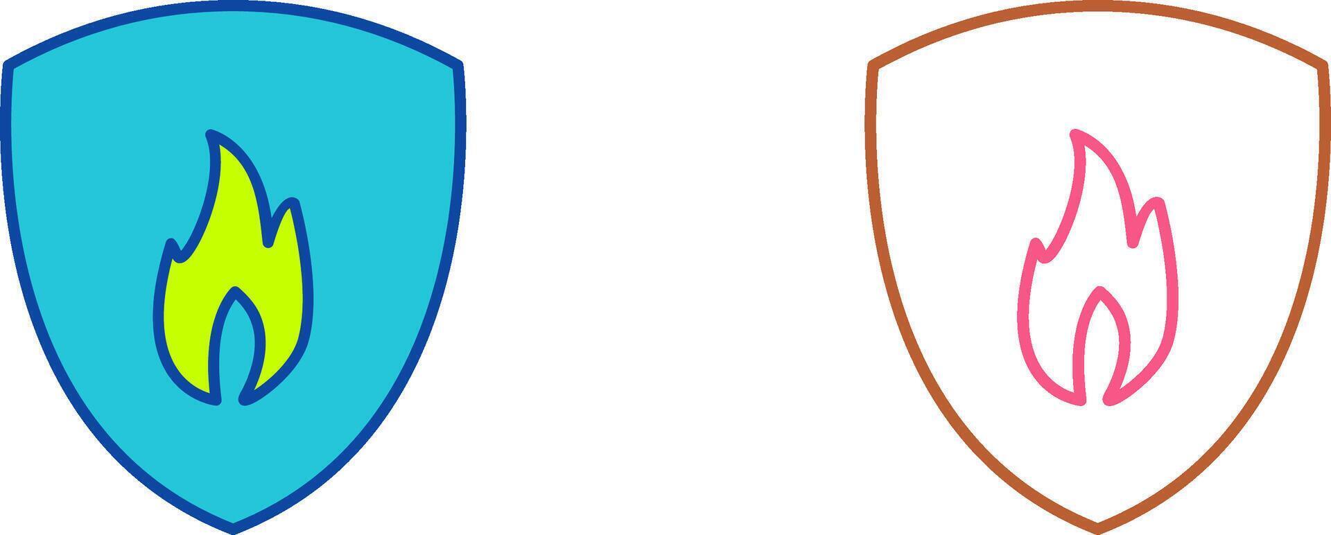 Unique Fire Shield Icon Design vector