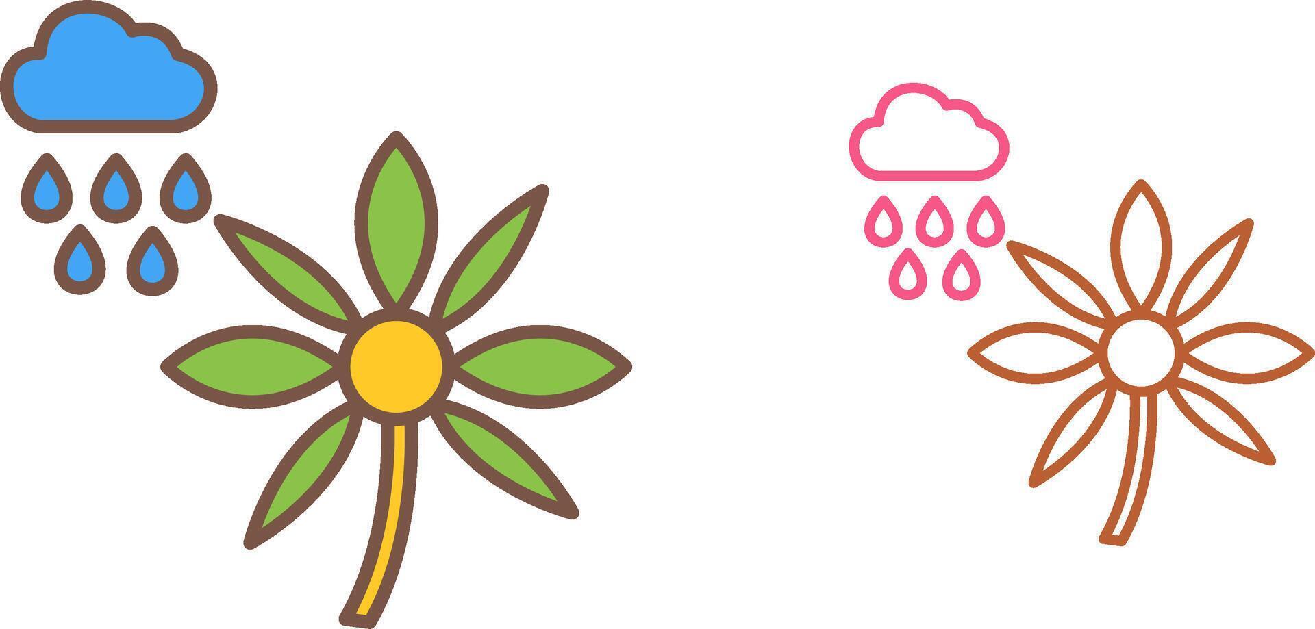 Flower with rain Icon Design vector