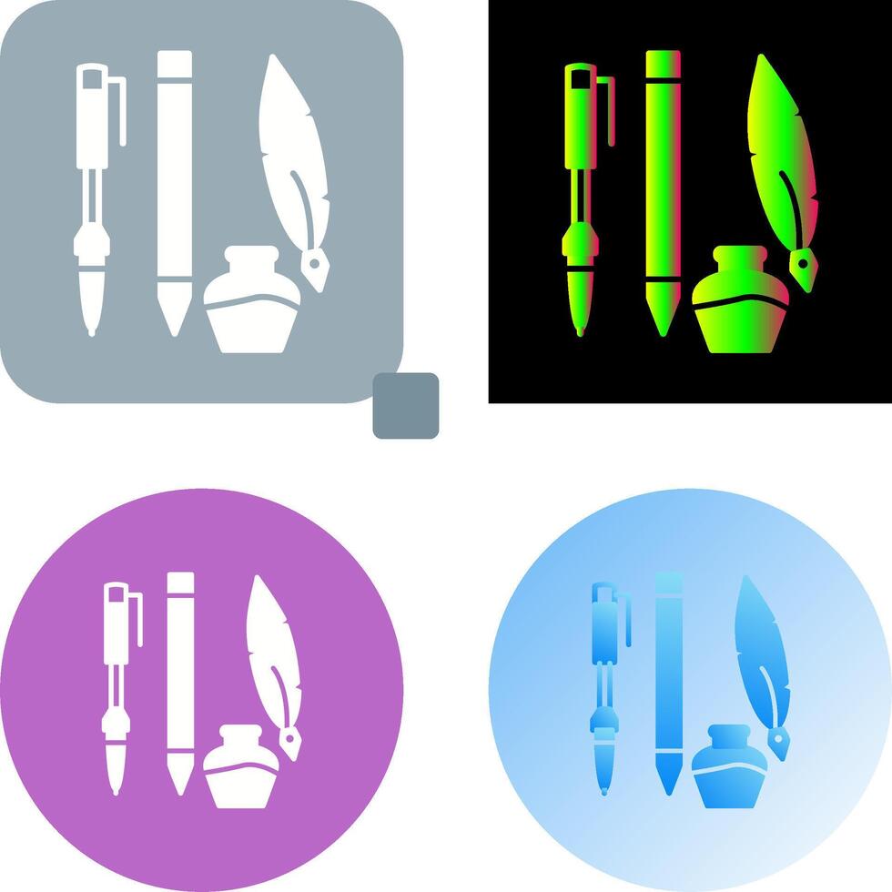 Unique Writing Equipment Icon Design vector