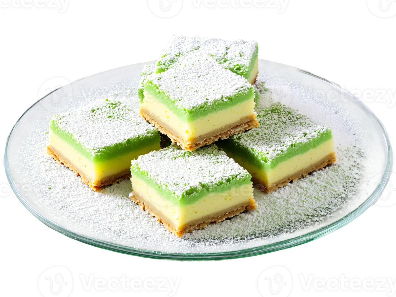 St Patrick s Day dessert lime bars with a dusting of powdered sugar served png