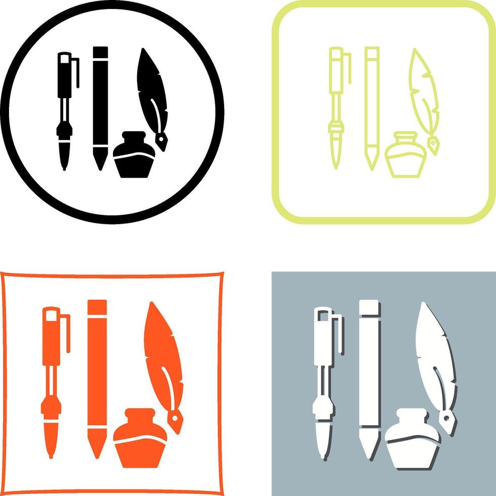 Unique Writing Equipment Icon Design vector