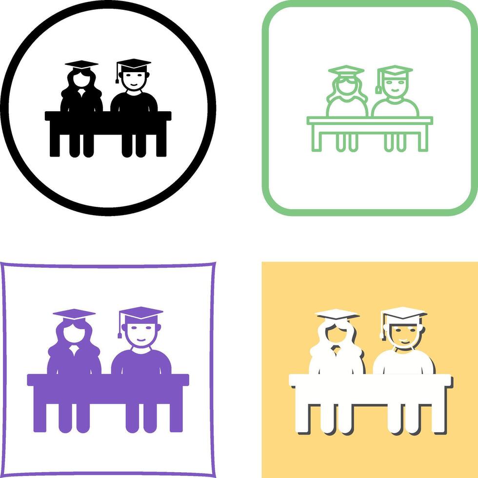 Unique Students Sitting Icon Design vector