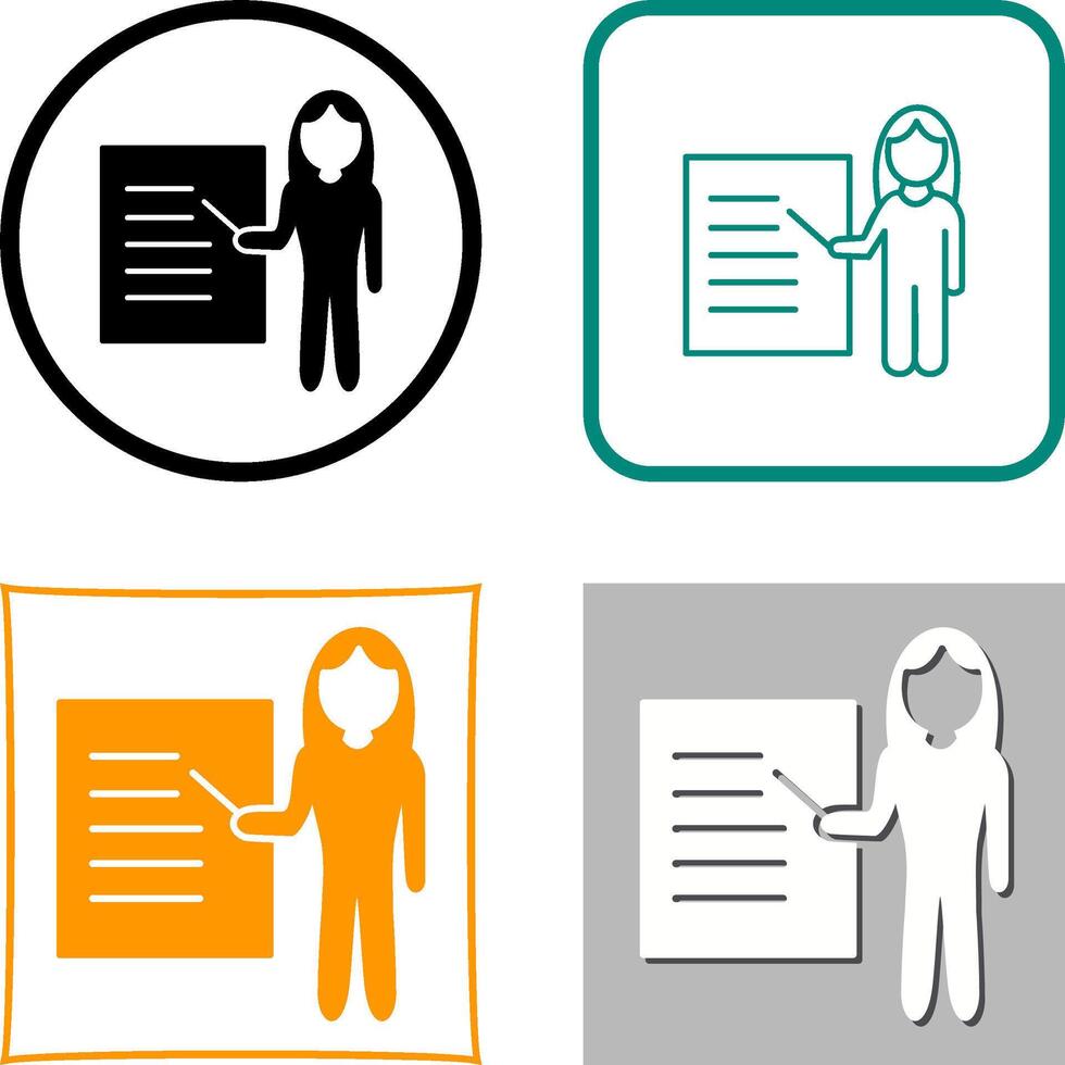 Unique Female Presenter Icon Design vector