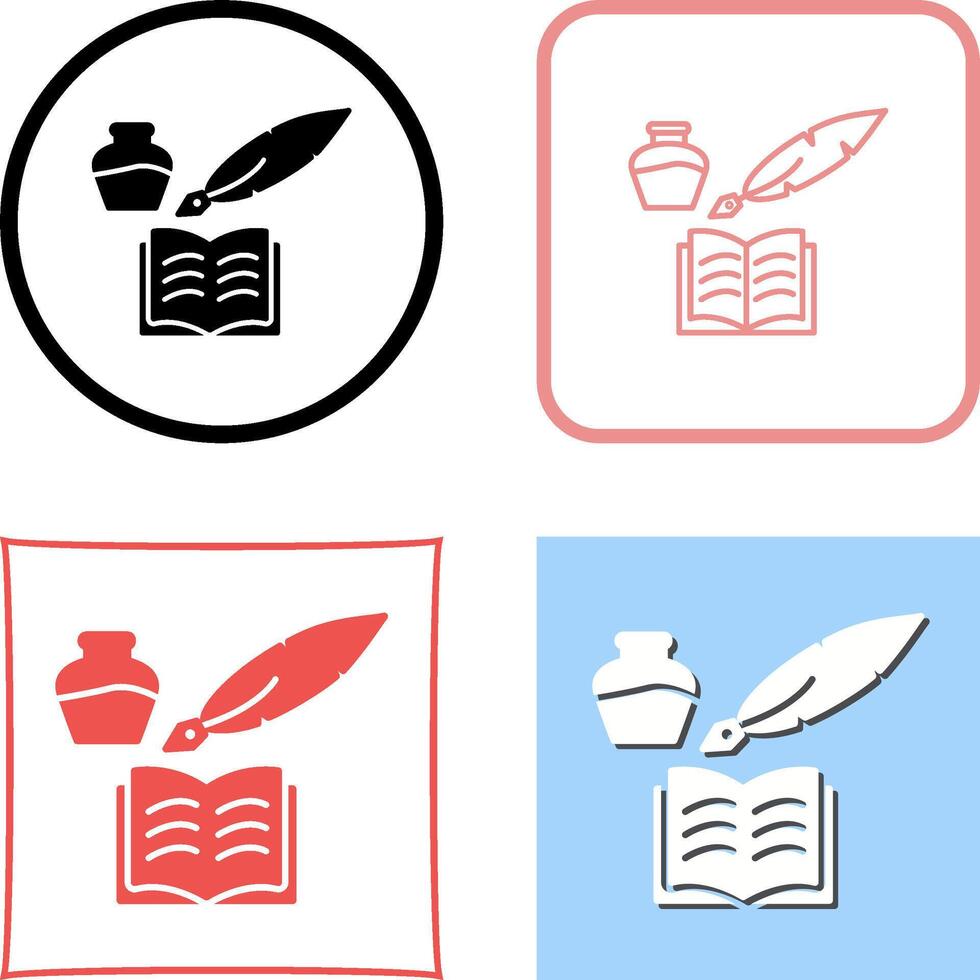 Unique Quill and Book Icon Design vector