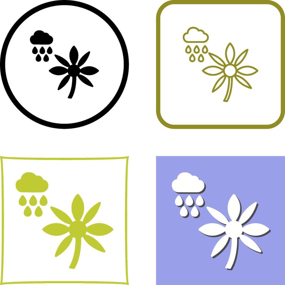 Flower with rain Icon Design vector