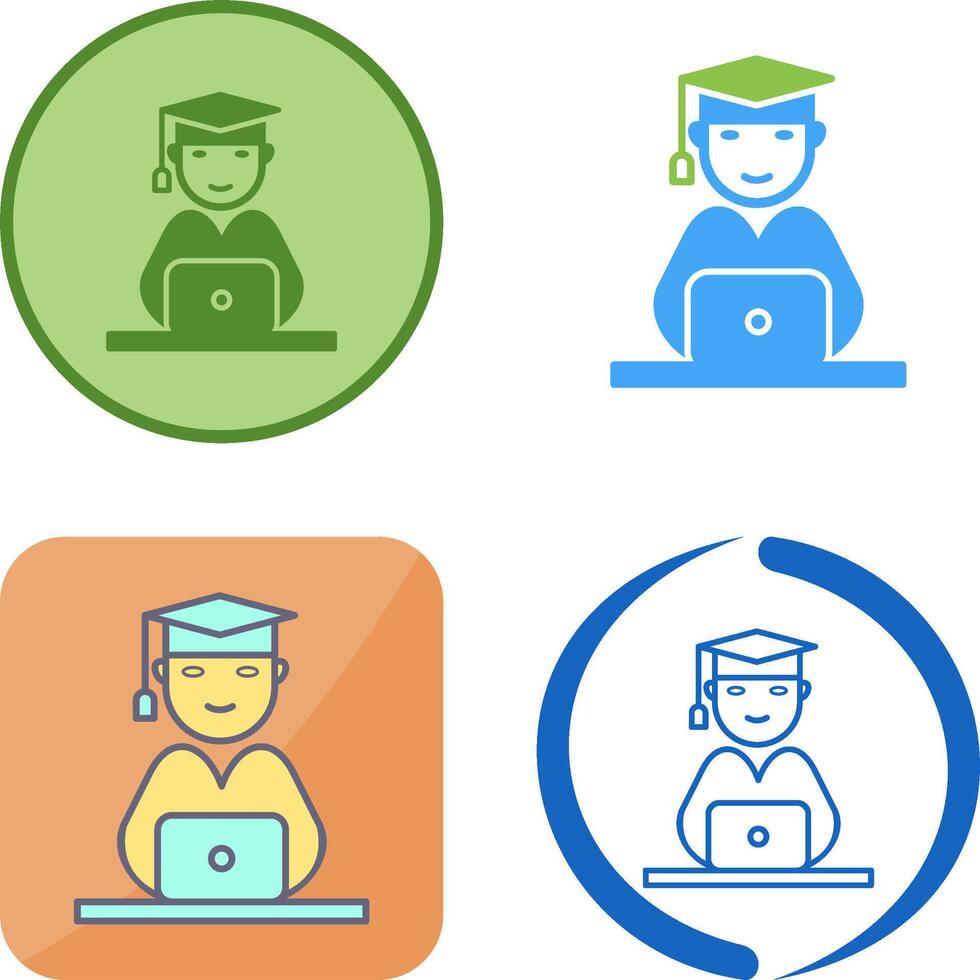 Unique Studying on Laptop Icon Design vector
