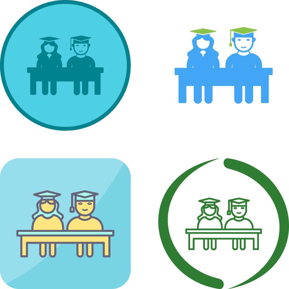 Unique Students Sitting Icon Design vector