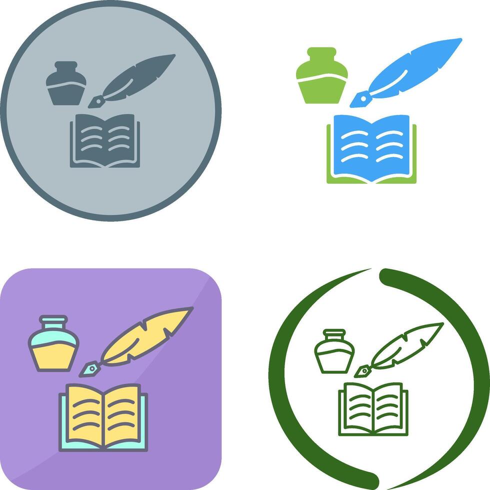 Unique Quill and Book Icon Design vector