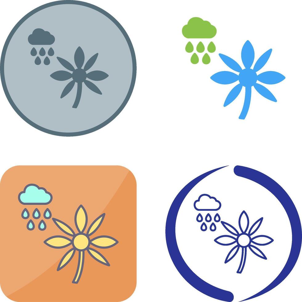 Flower with rain Icon Design vector