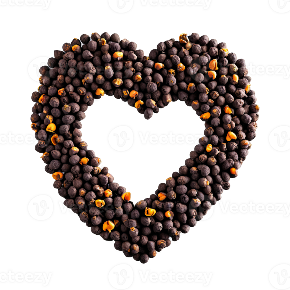 Cloves dark brown whole buds tightly packed in perfect heart outline Spices food and culinary png