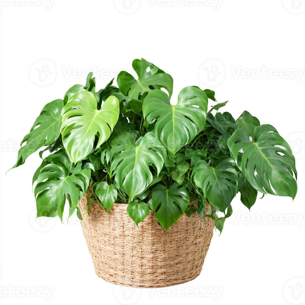 Philodendron lush green heart shaped leaves with a glossy sheen spilling over the sides of png