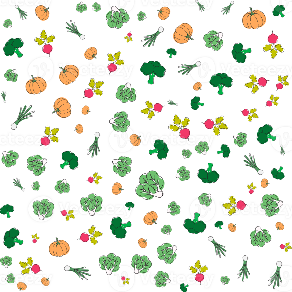 Vegetables pattern background. Transparent background. png