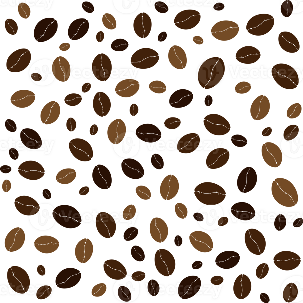 Coffee beans pattern background. Transparent background. png
