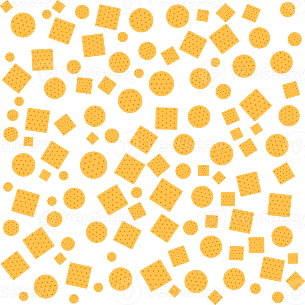Crackers pattern background. Transparent background. png