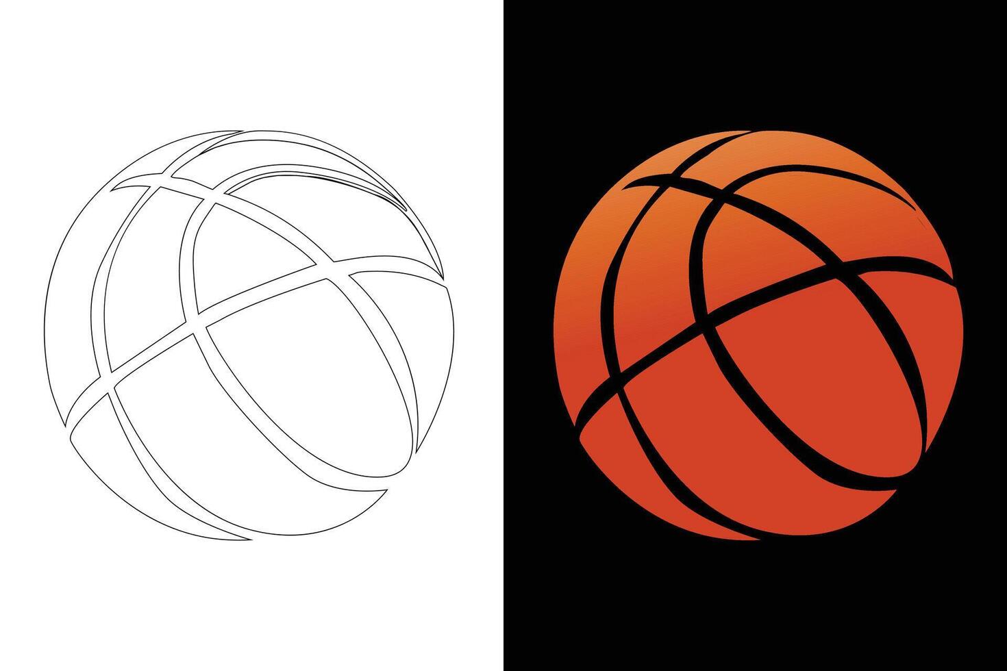 The set of flat illustrations features realistic basketball icon clipart. vector