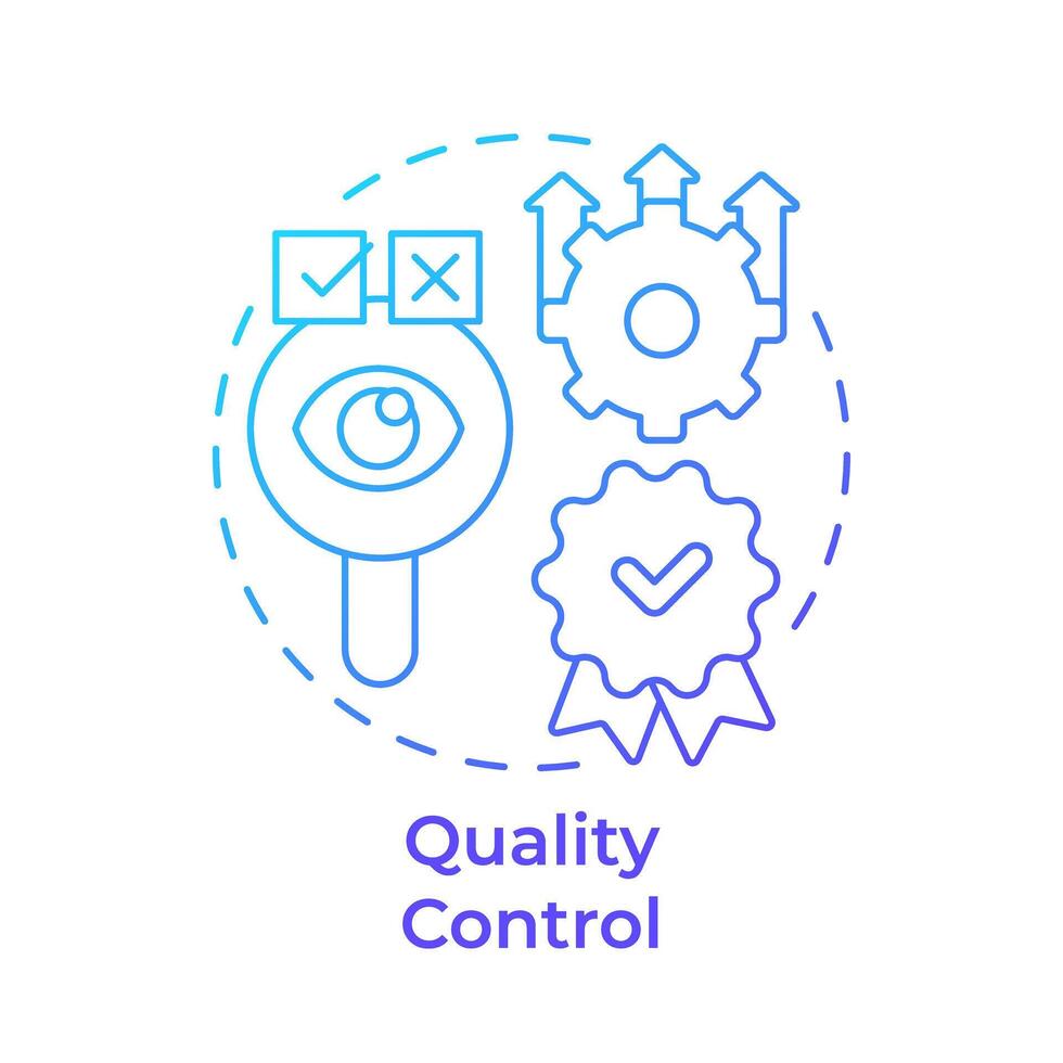 Quality control blue gradient concept icon. Production process, performance improvement. Round shape line illustration. Abstract idea. Graphic design. Easy to use in infographic, presentation vector