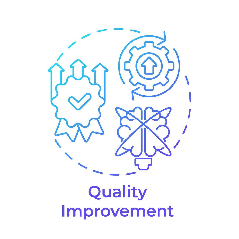 Quality improvement blue gradient concept icon. Performance metrics, standardization. Round shape line illustration. Abstract idea. Graphic design. Easy to use in infographic, presentation vector