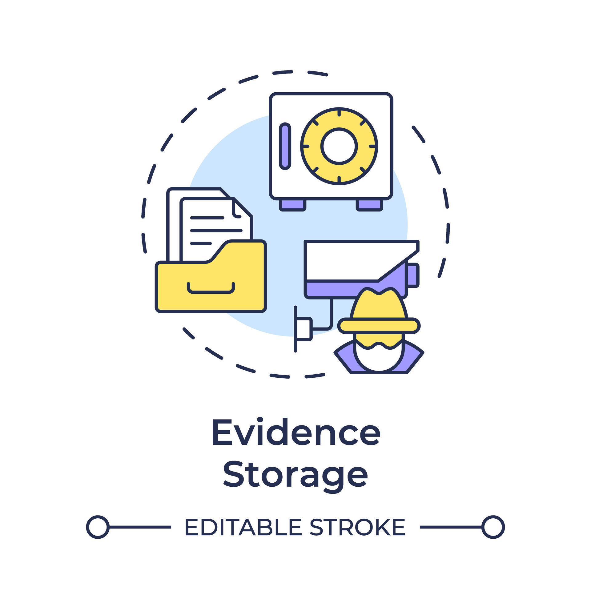 Evidence storage multi color concept icon. Forensic integrity