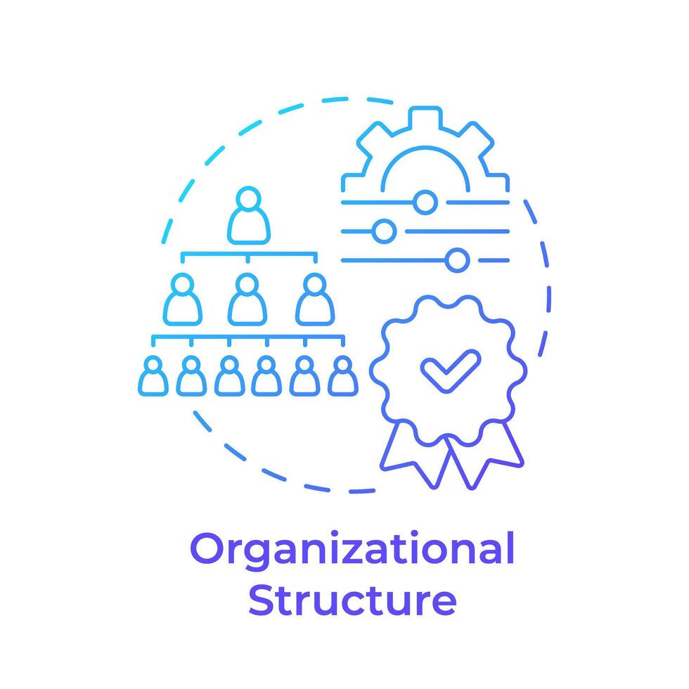 Organizational structure blue gradient concept icon. Company organization, hierarchy pyramid. Round shape line illustration. Abstract idea. Graphic design. Easy to use in infographic, presentation vector