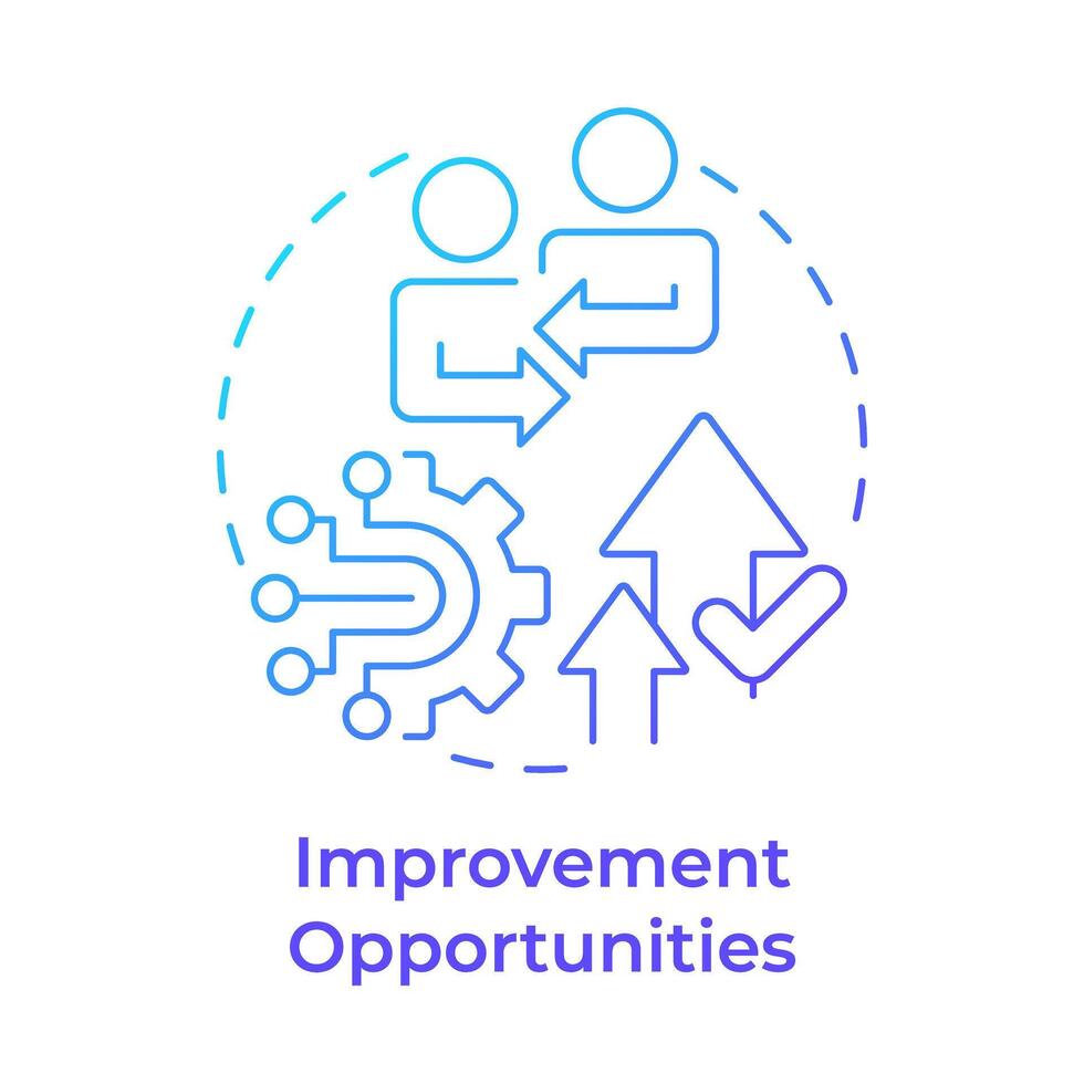 Improvement opportunities blue gradient concept icon. Quality management. Processes organization. Round shape line illustration. Abstract idea. Graphic design. Easy to use in infographic, presentation vector