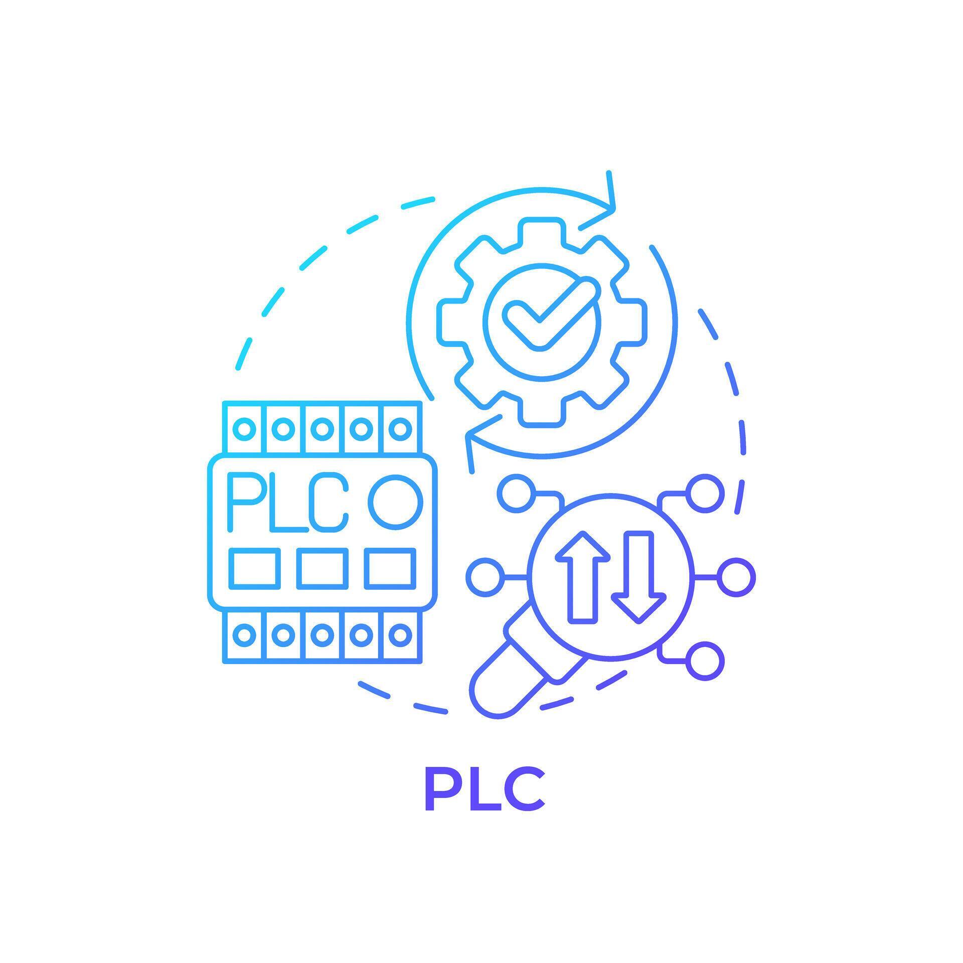 PLC blue gradient concept icon. Programmable logic controller ...